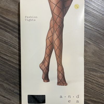 A New Day Women's Ebony Diamond Fashion Tights Black 1 Pair Size S/M